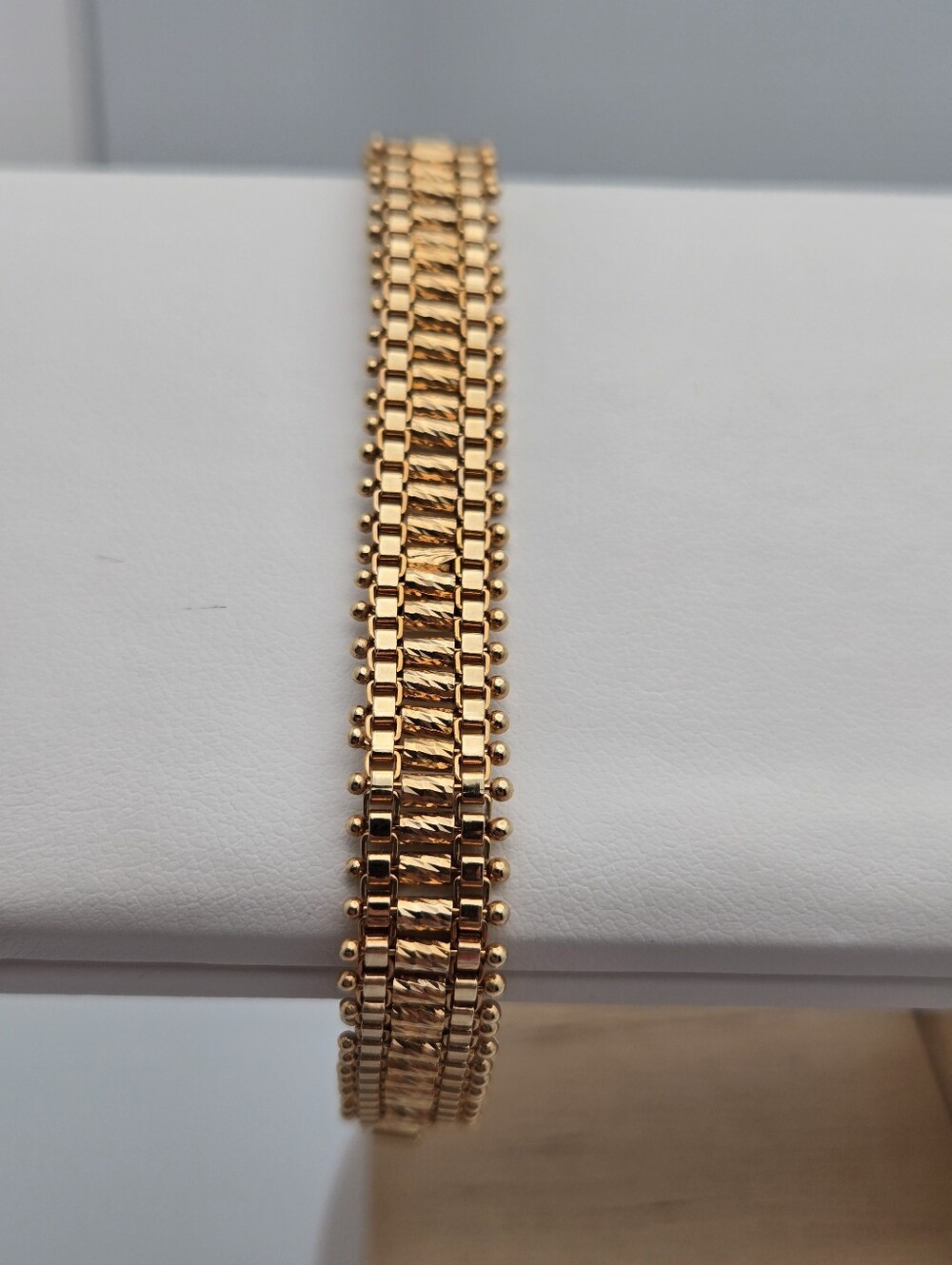 Vintage 1980s Gold Tone Bar Link Chain Bracelet 7.5" - Picture 7 of 10